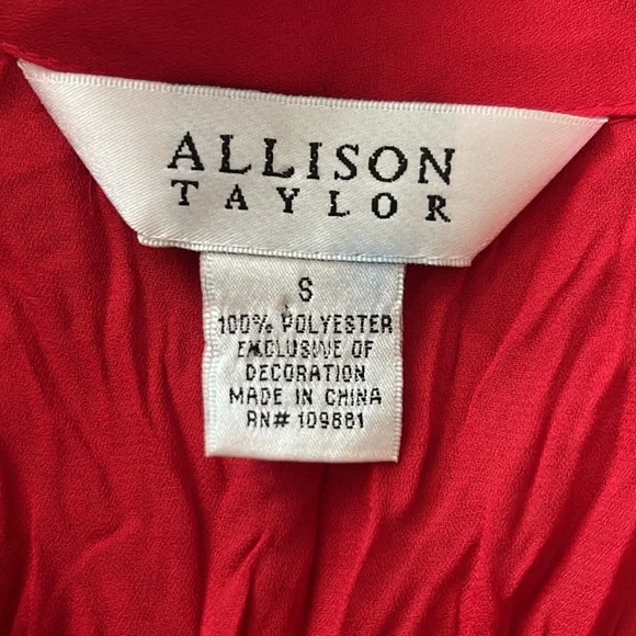 NWT⭐️Vintage ALLISON TAYLOR Ruffles and Lace Red V-Neck DressyTOP❤️Size Small - Picture 9 of 11